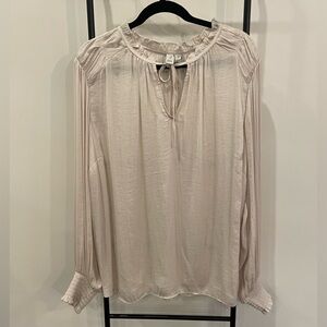 Joie Light Cream Blouse with Pleated Sleeves